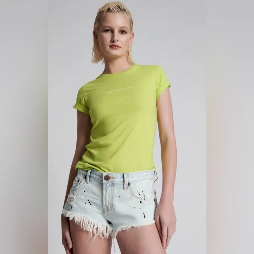 One Teaspoon cut off shorts Bonitas jean shorts Florence paint splatter. 32. New